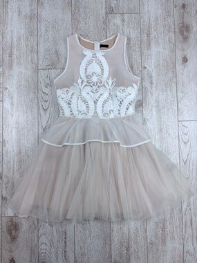 CALS M Ivory Lace Peplum Tulle Dress